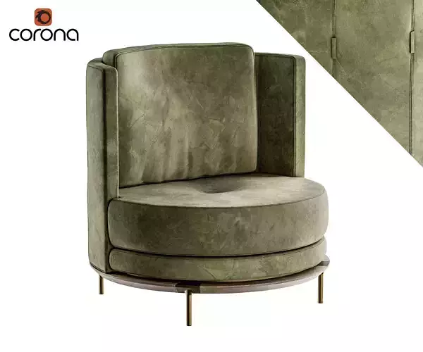 Round suede armchair 3D model