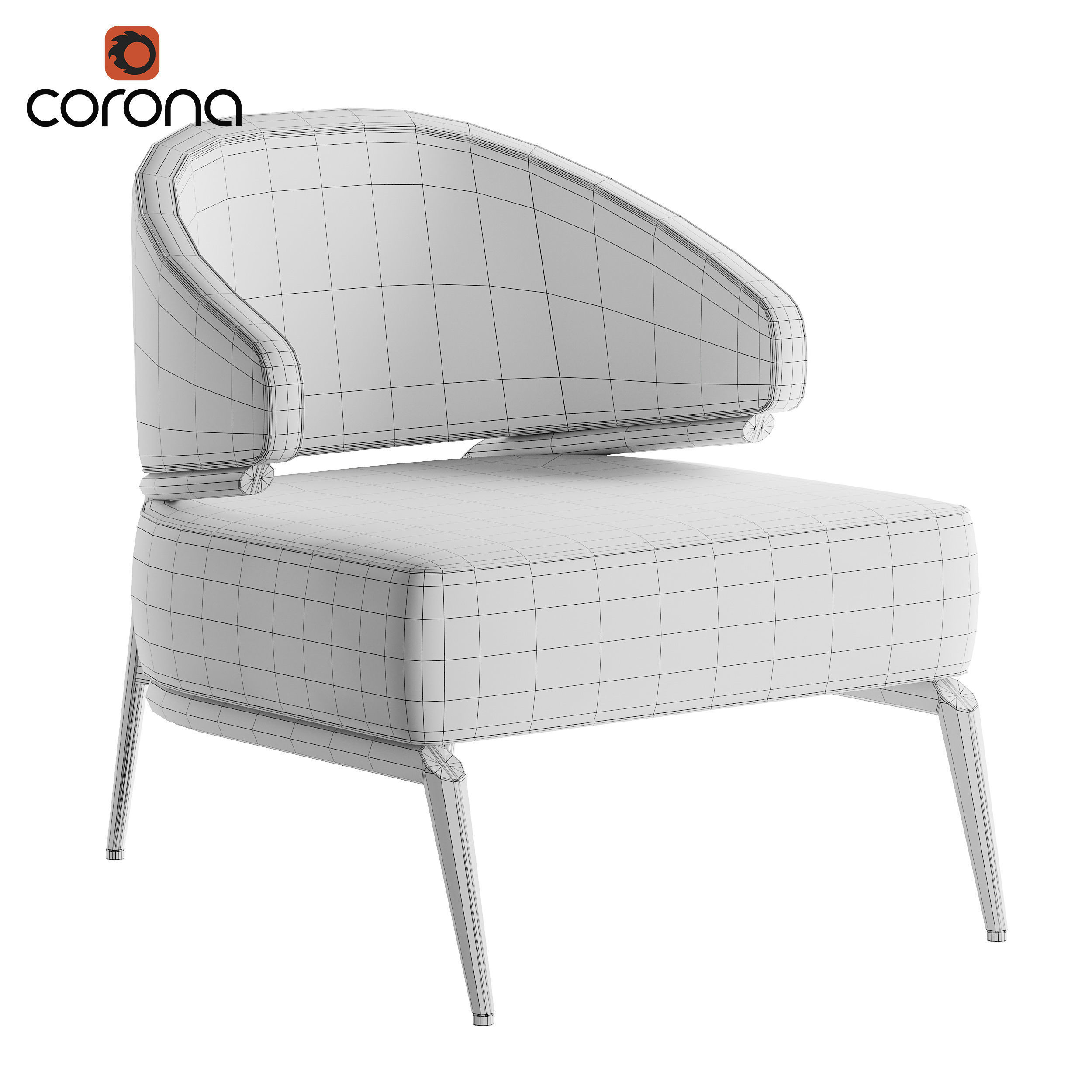 Retro suede armchair 3D model_3