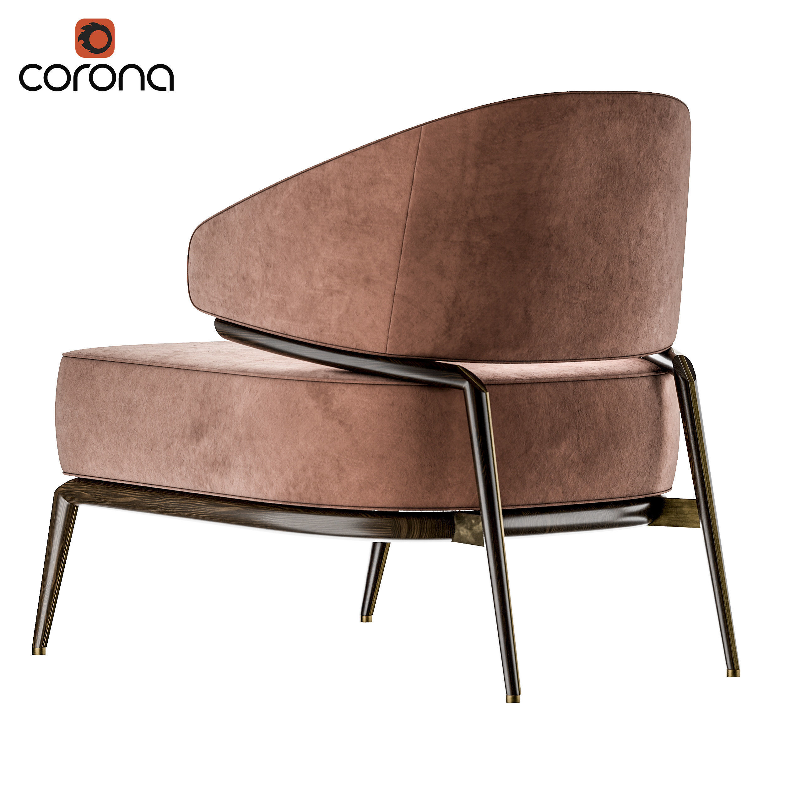 Retro suede armchair 3D model_1