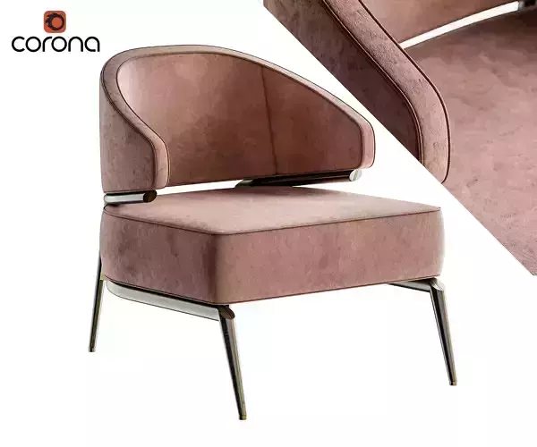 Retro suede armchair 3D model
