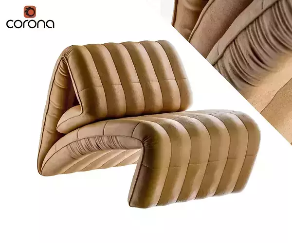 Folded leather armchair 3D model