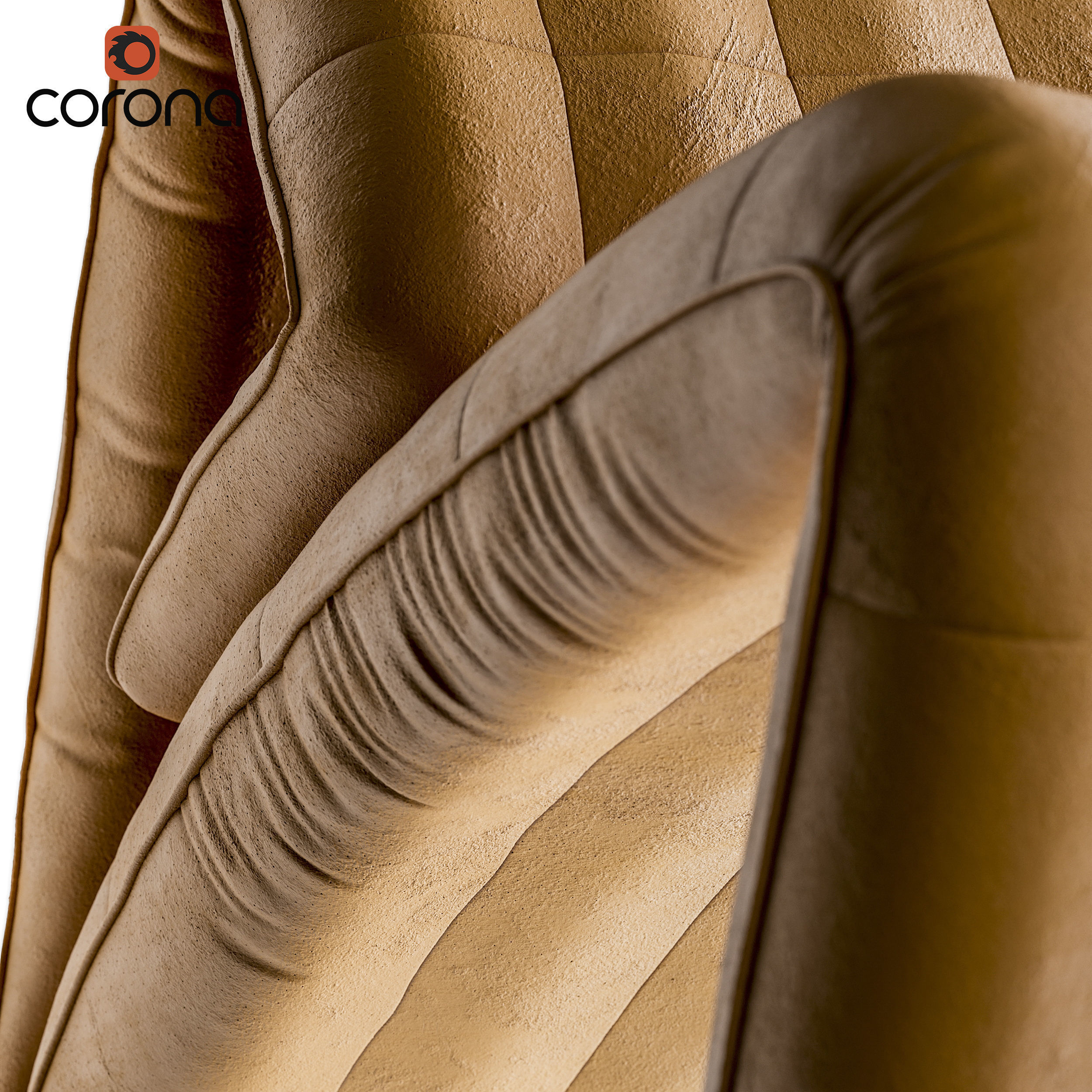 Folded leather armchair 3D model_2