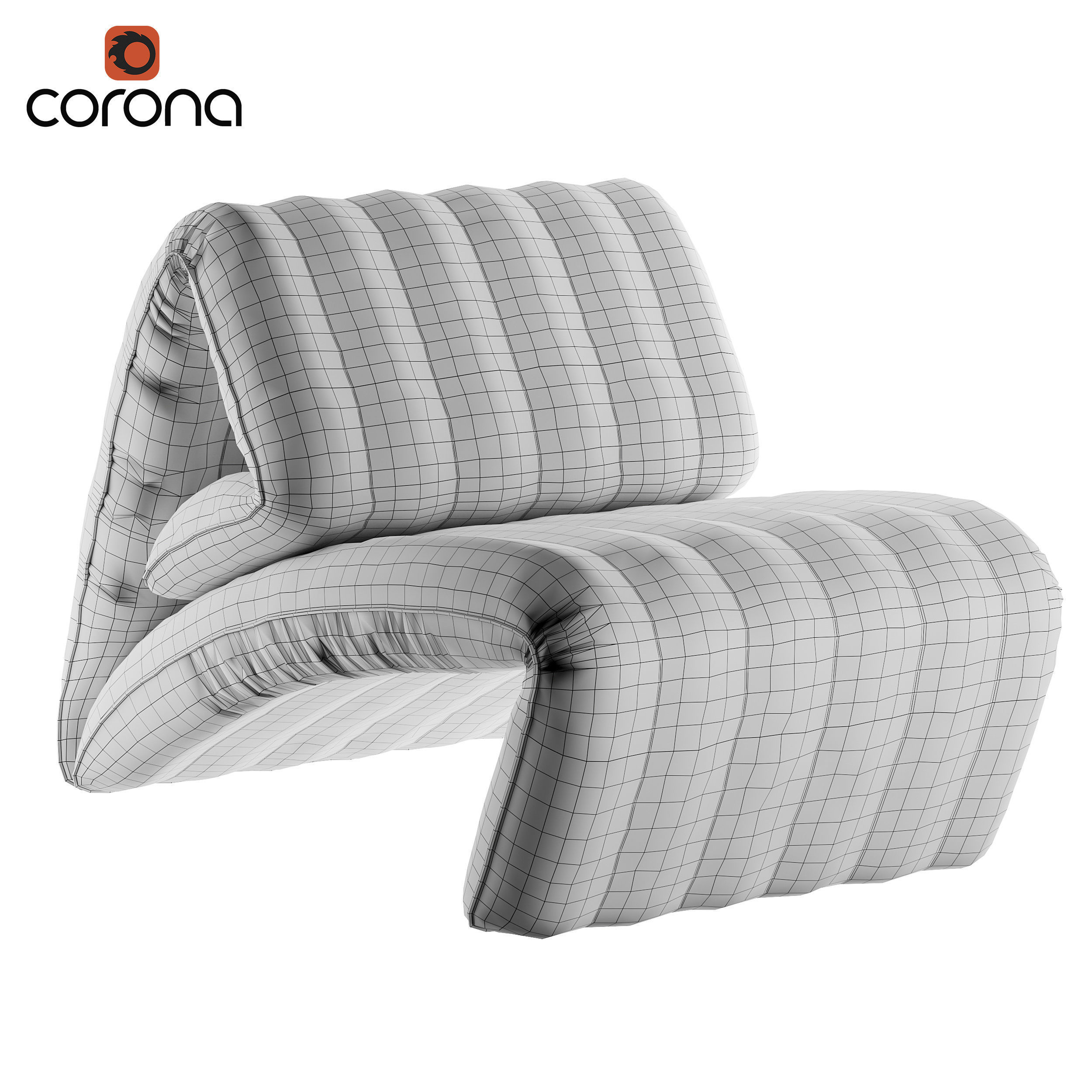 Folded leather armchair 3D model_3