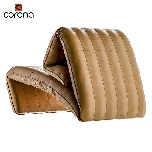 Folded leather armchair 3D model 2