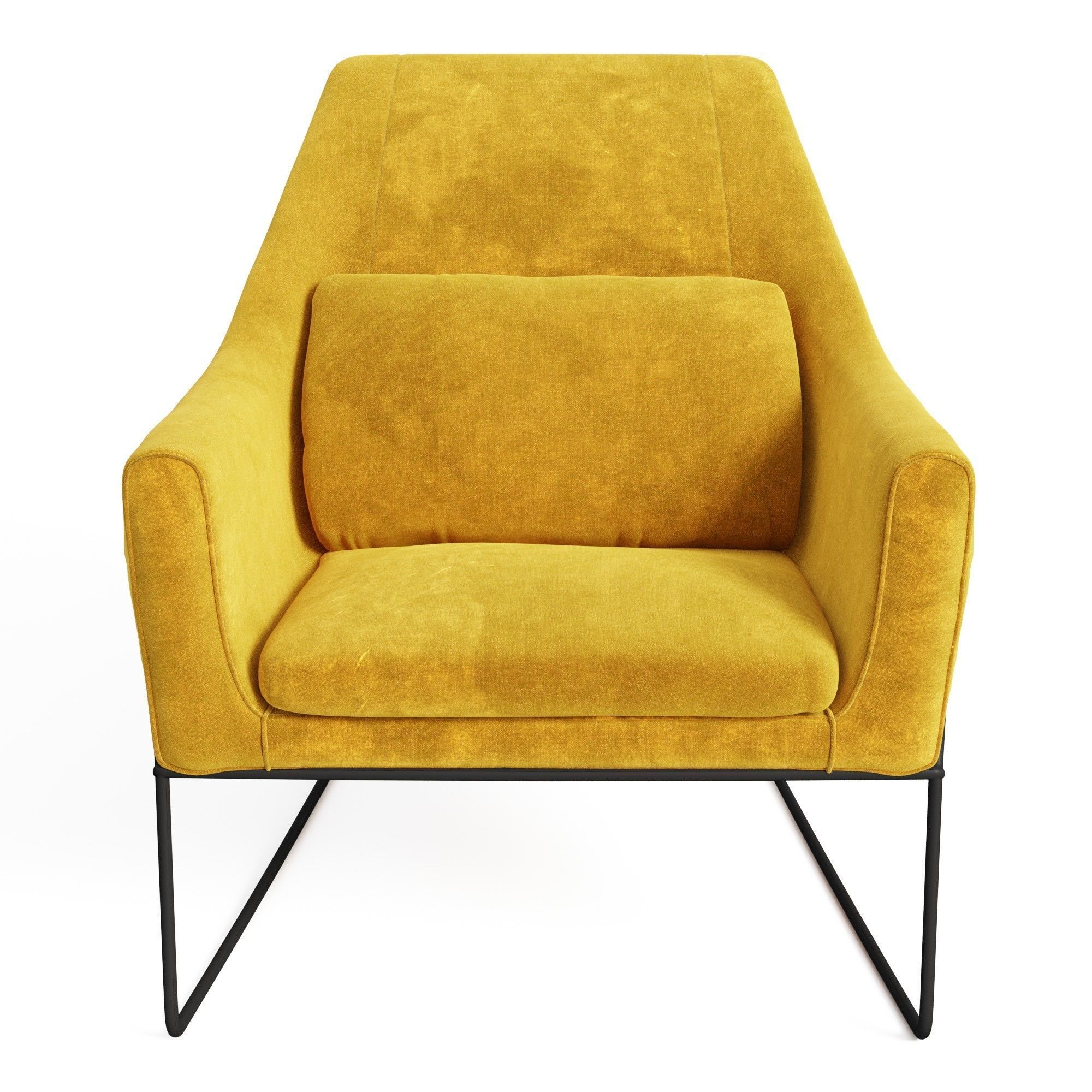 Mustard Velvet Metal Framed Armchair 3D model CGTrader