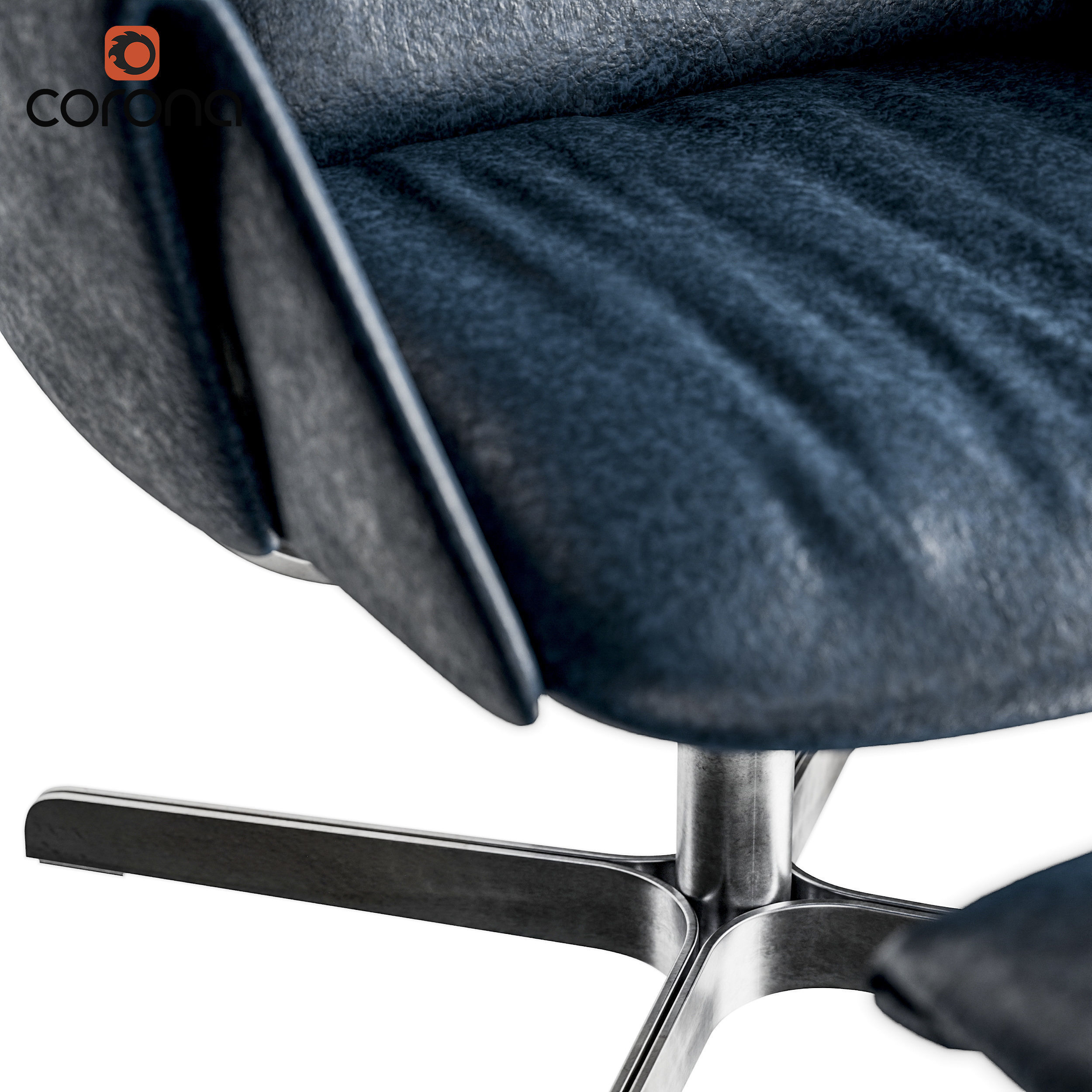 Office leather chair with ottoman 3D model_2