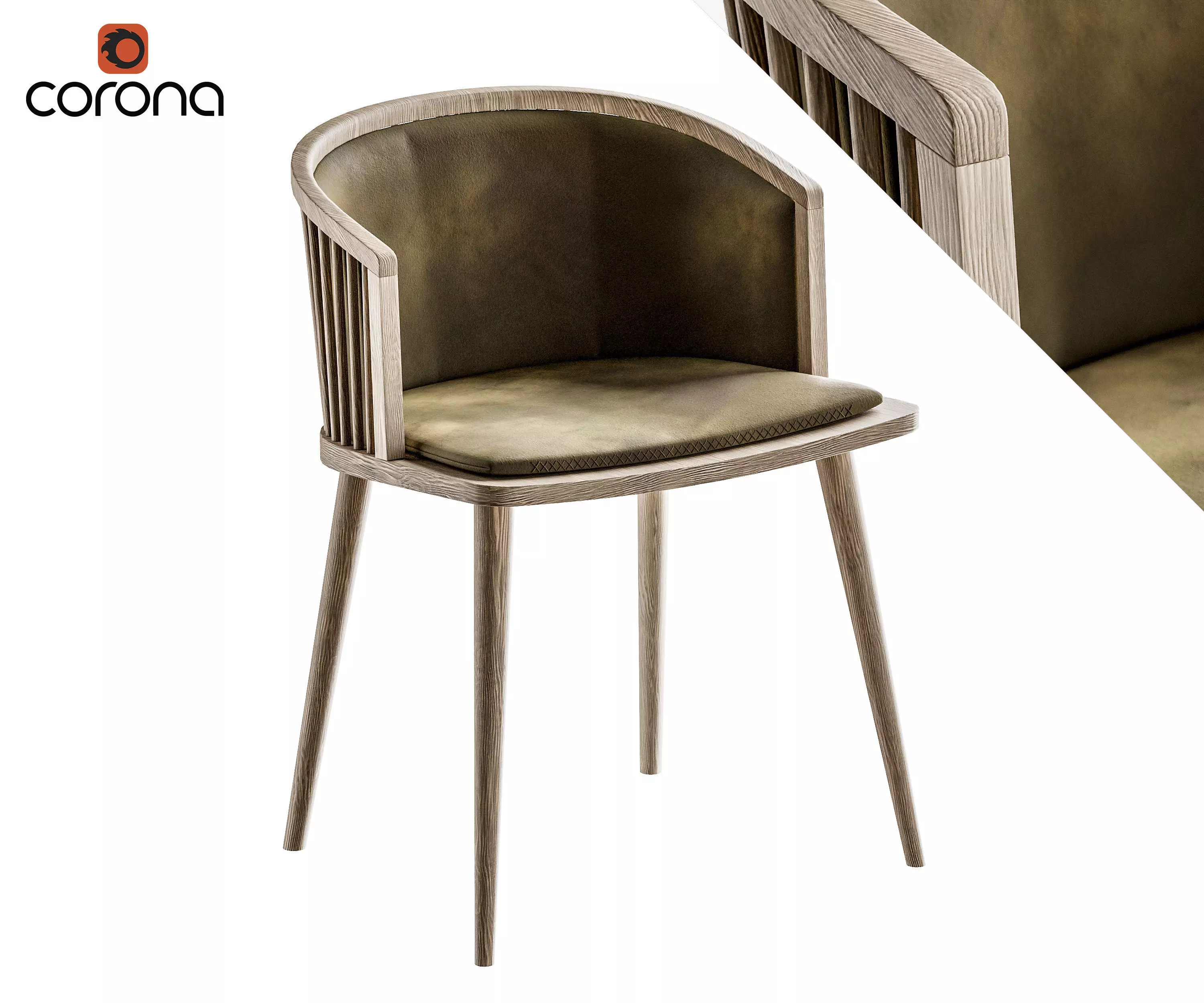 Wooden chair with hollow back 3D model_0