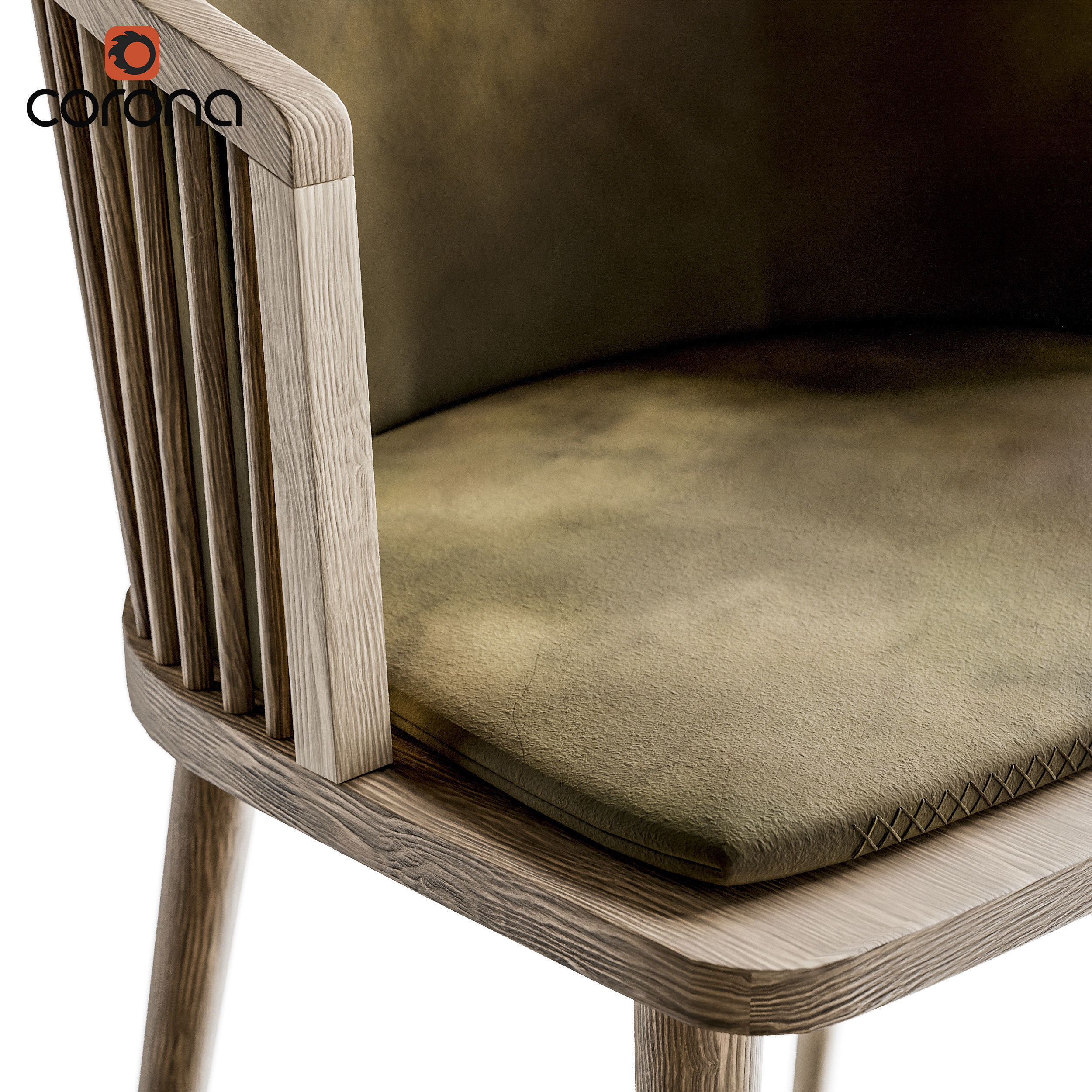 Wooden chair with hollow back 3D model_2