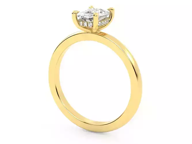 Cushion Cut Solitaire with hidden halo engagement ring