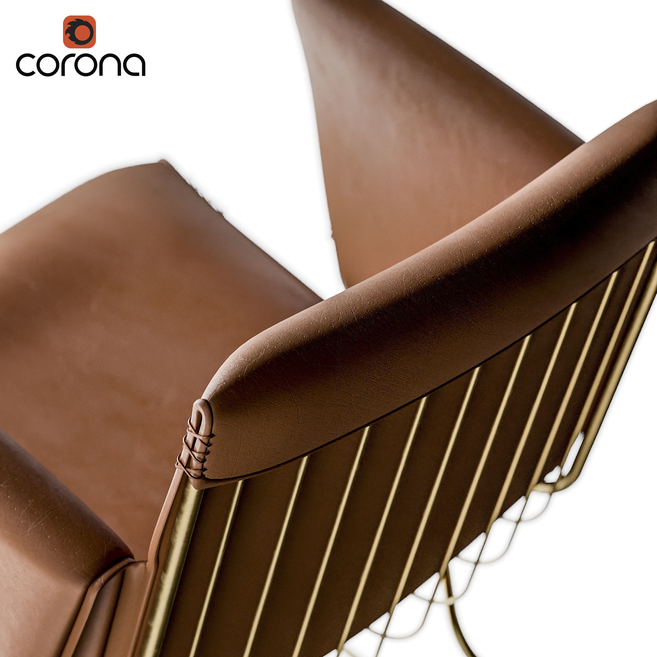 Leather chair with thin metal legs 3D model_3