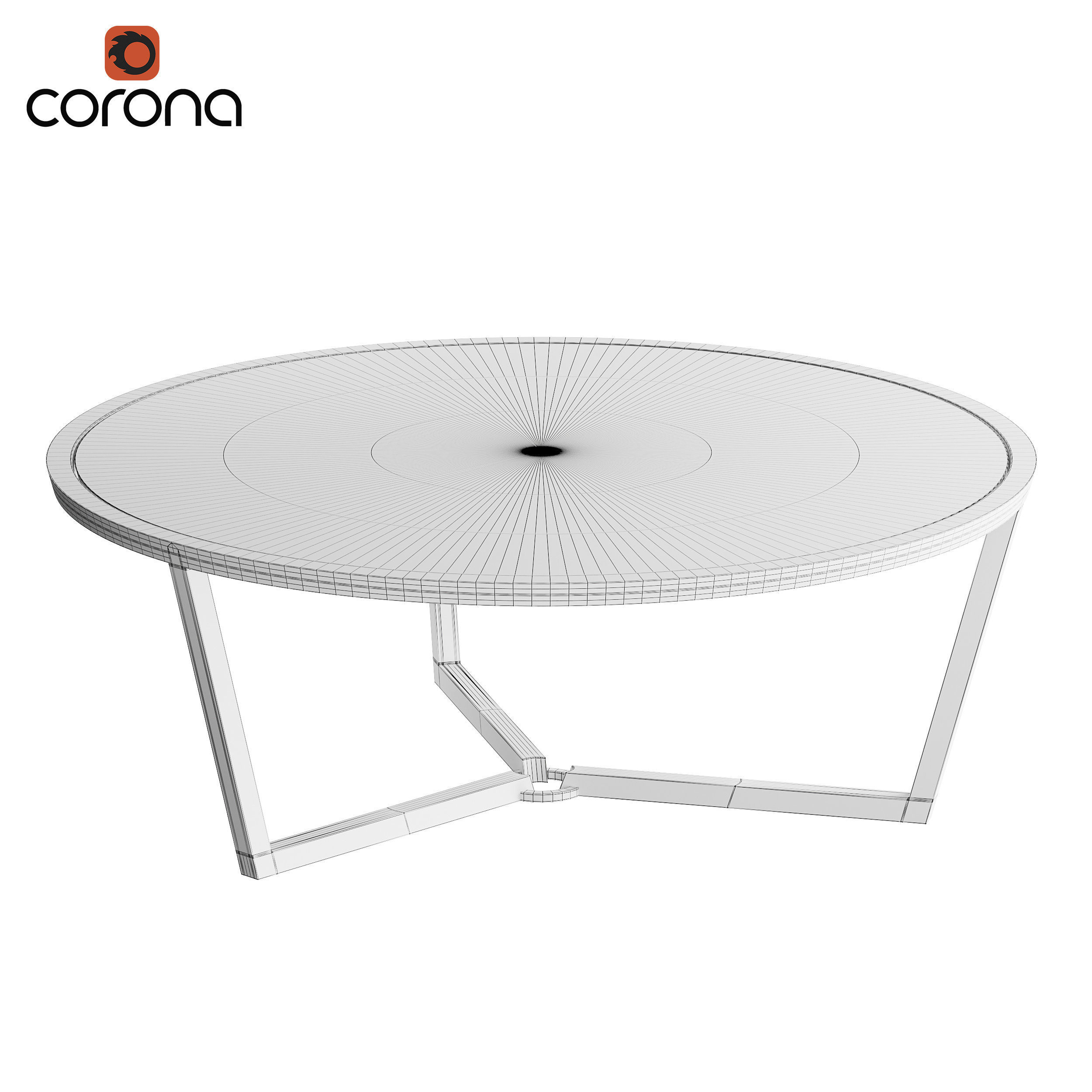 Wooden coffee table 3D model_1