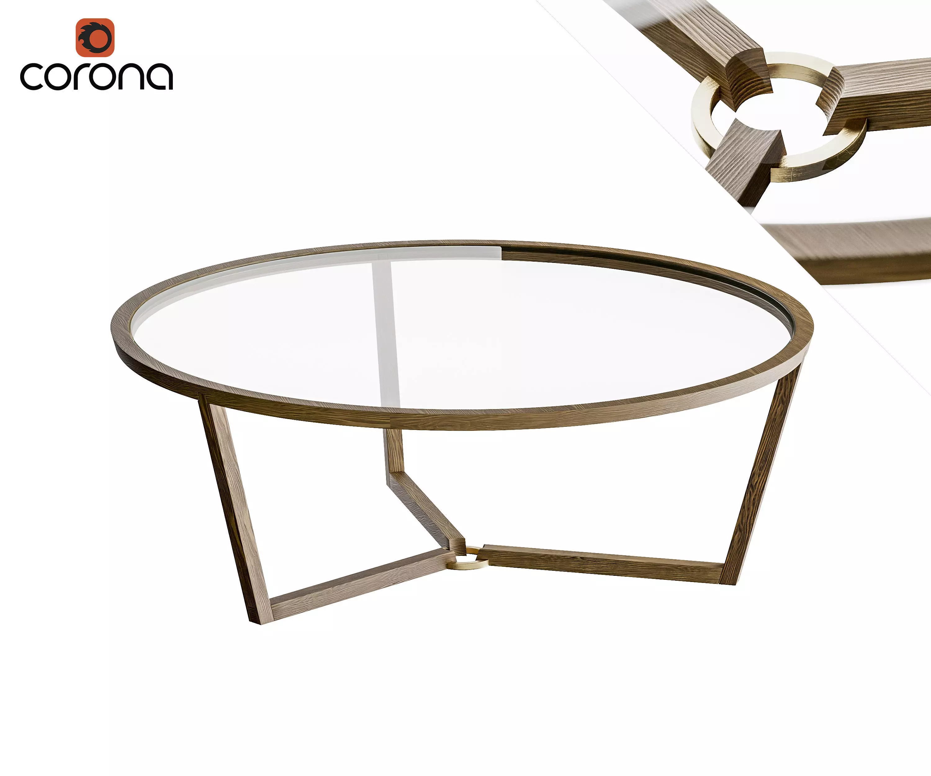Wooden coffee table 3D model_0