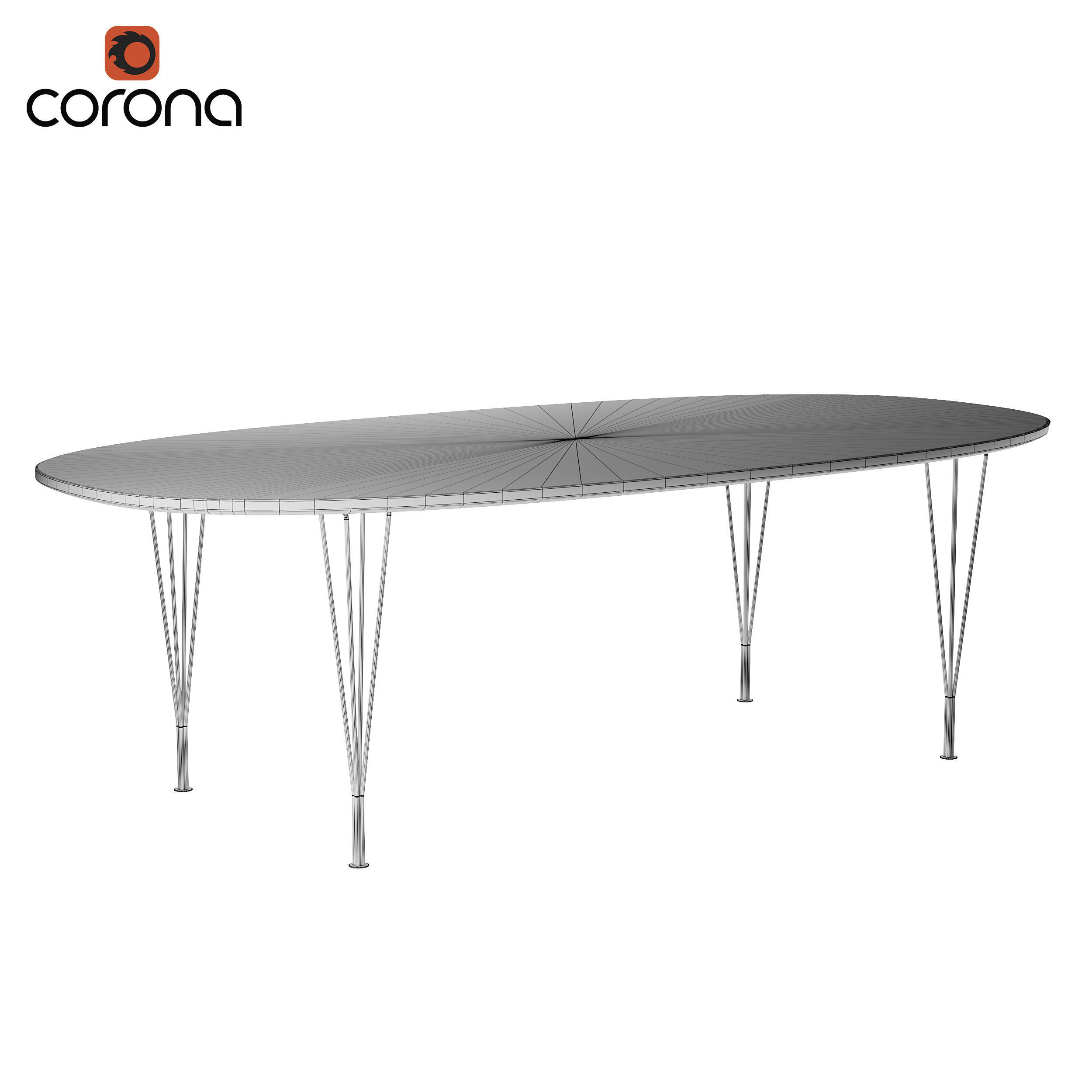 Thin table with metal legs 3D model_3