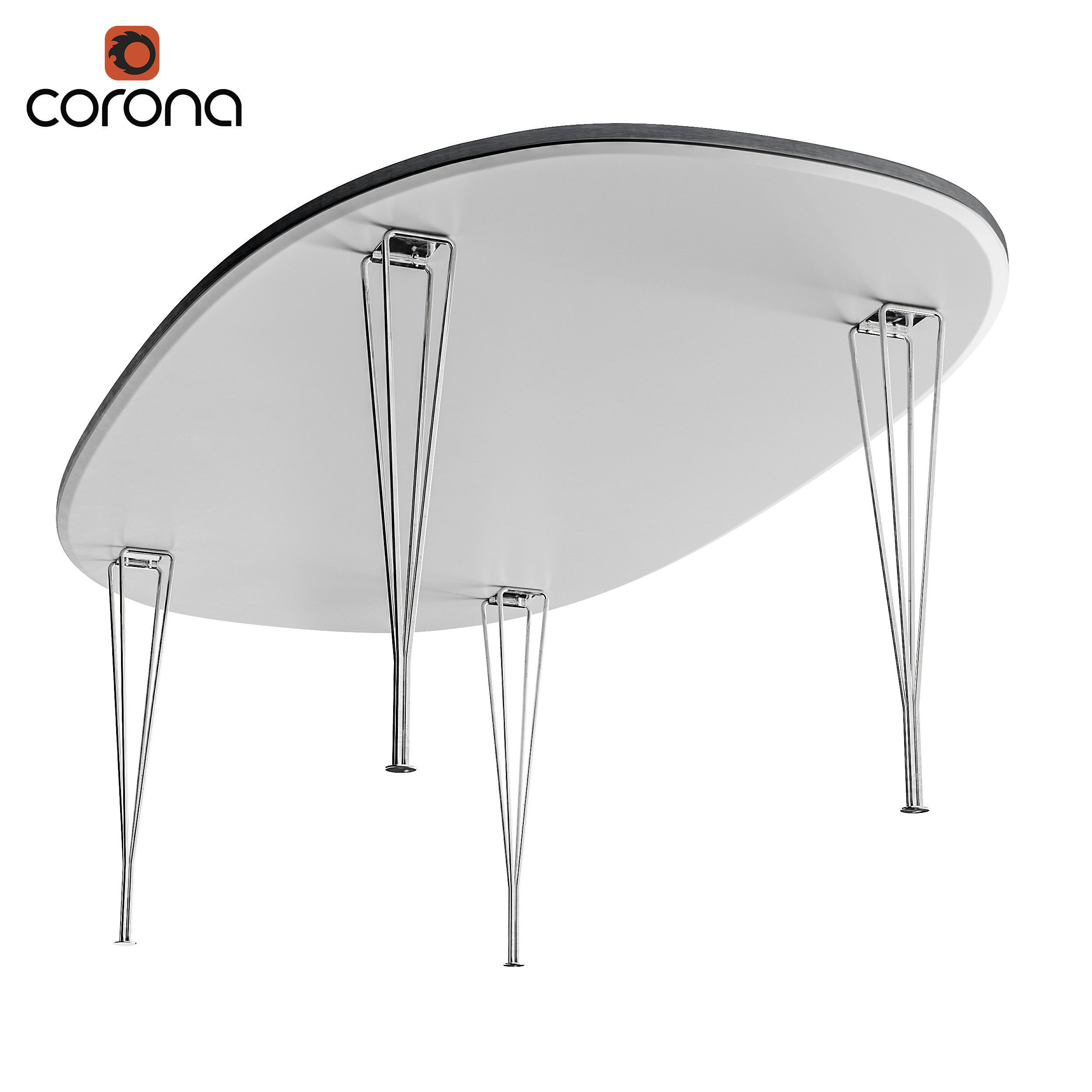 Thin table with metal legs 3D model_1