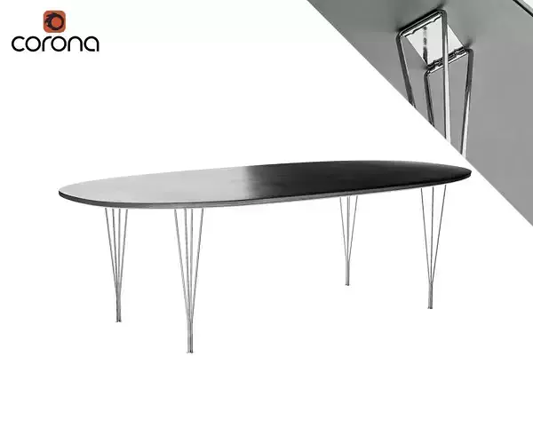 Thin table with metal legs 3D model