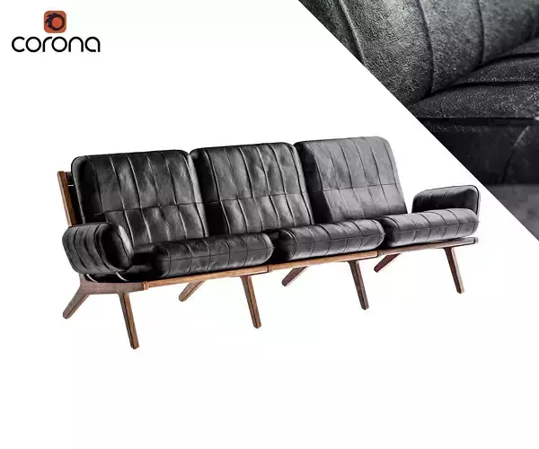Leather sofa with wooden legs