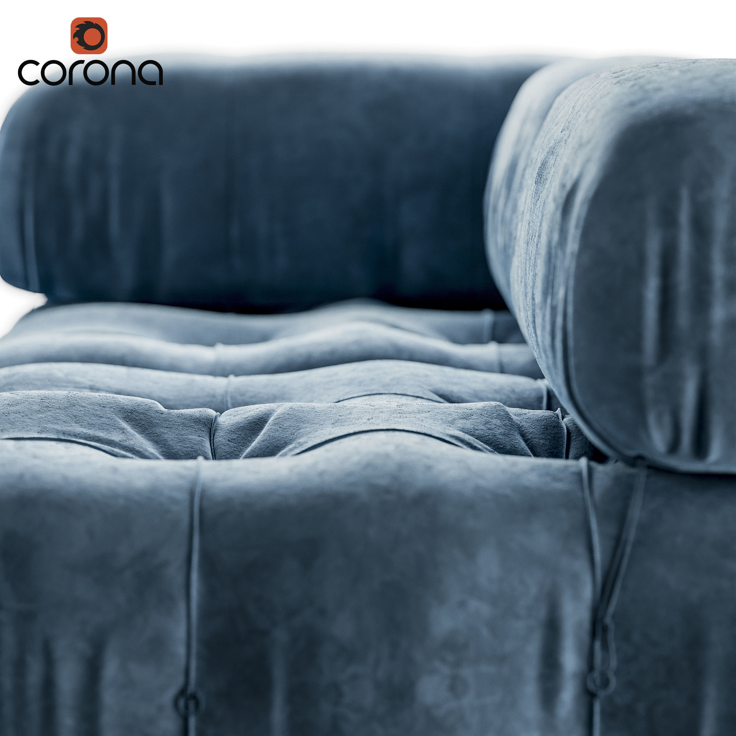 Quilted suede L shape sofa 3D model_2