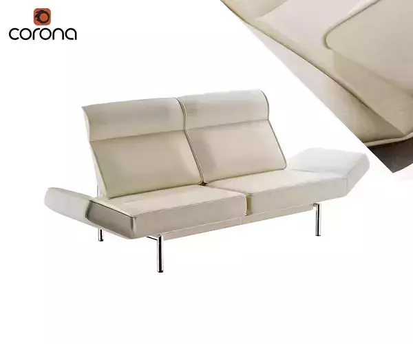 Leather sofa with movable armrests 3D model