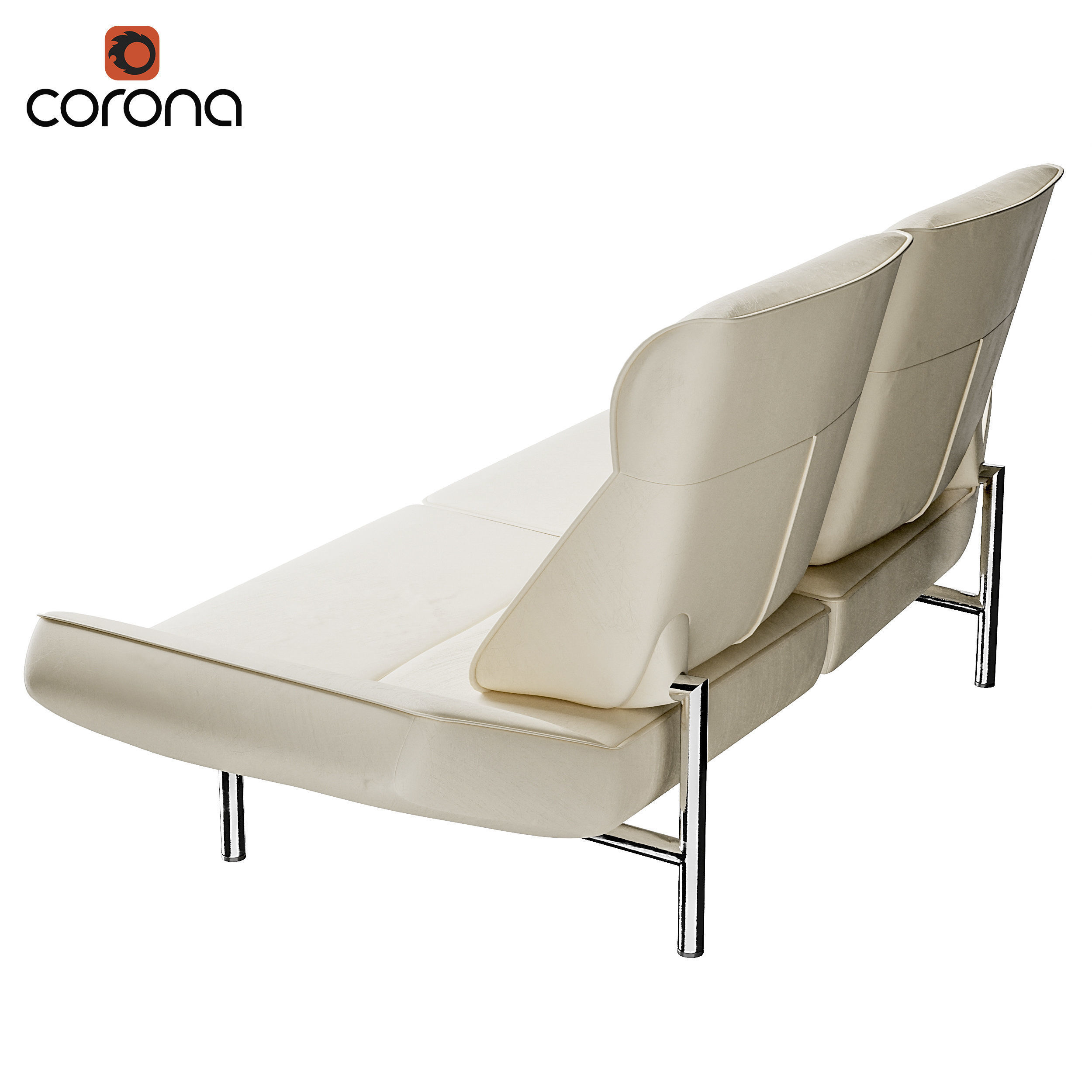 Leather sofa with movable armrests 3D model_2