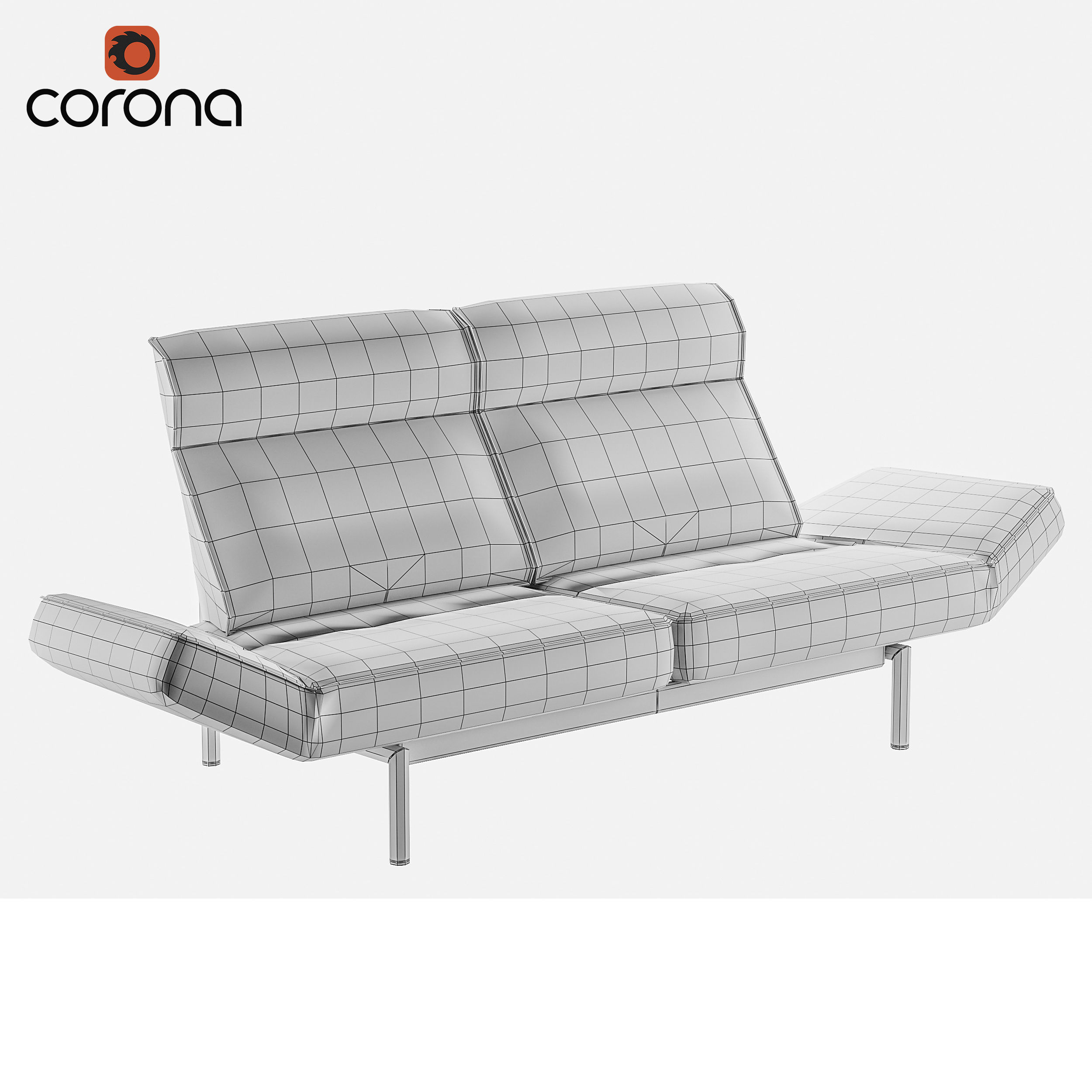 Leather sofa with movable armrests 3D model_1