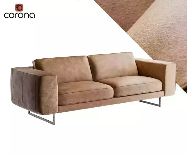 Leather sofa with rectangular segments 3D model