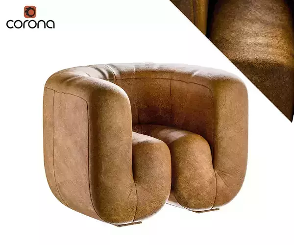 Organic bent leather armchair
