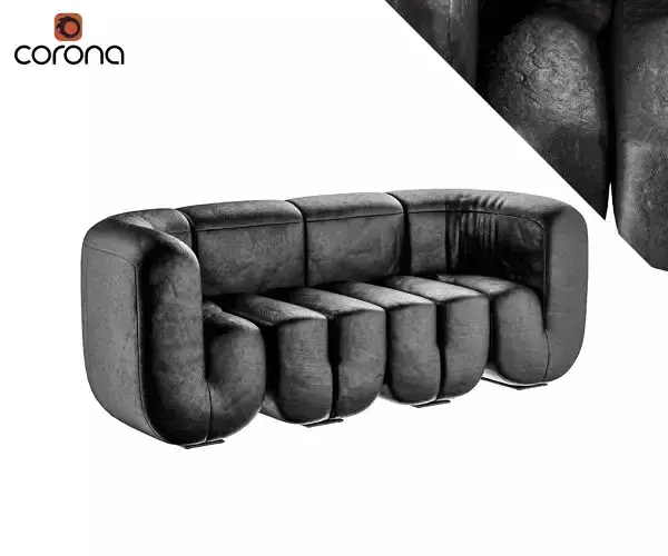 Organic bent leather sofa