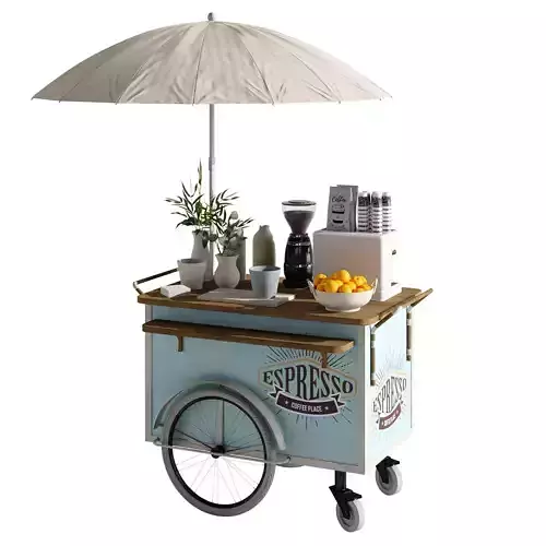 Coffee cart blue set 02