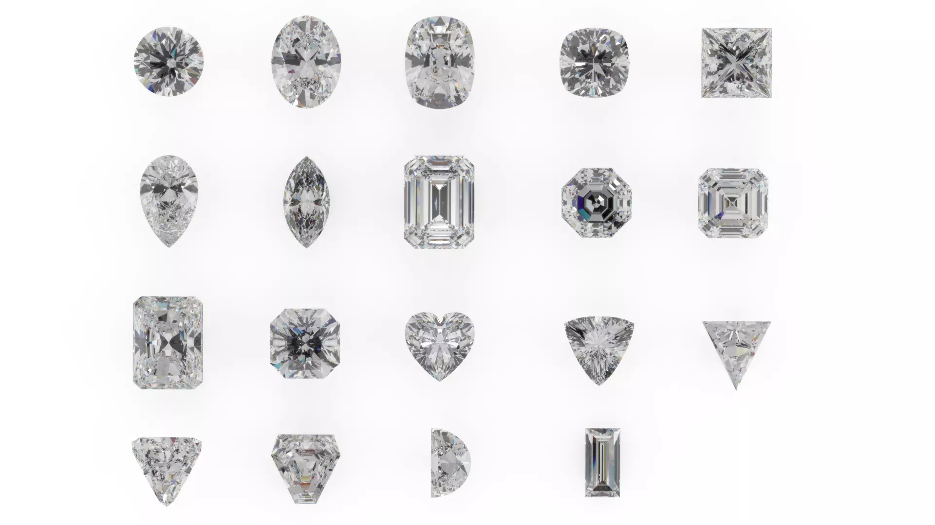 Gemstones of different shapes 3D print model