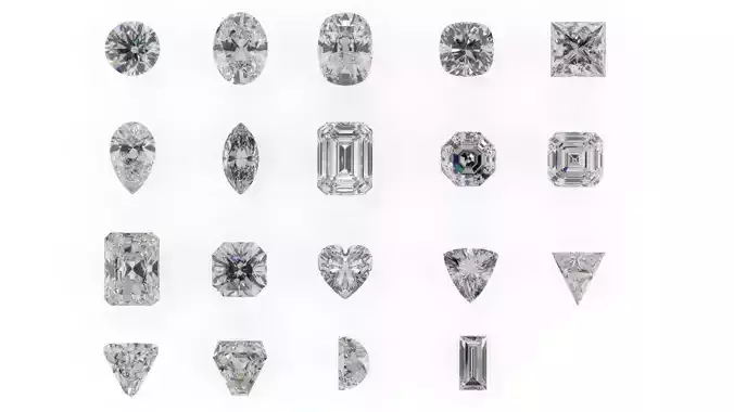 Gemstones of different shapes