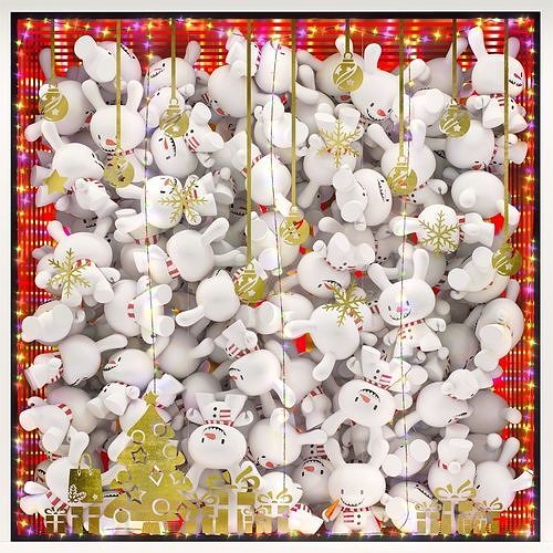 Kidrobot Snowman 12 inch Christmas Set Dunny Storefront 3D model