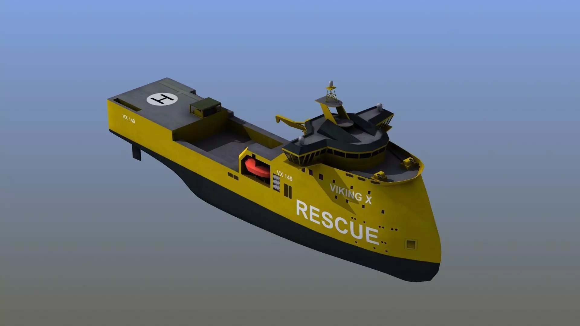 X-Bow Rescue Ship Low-poly 3D model_0