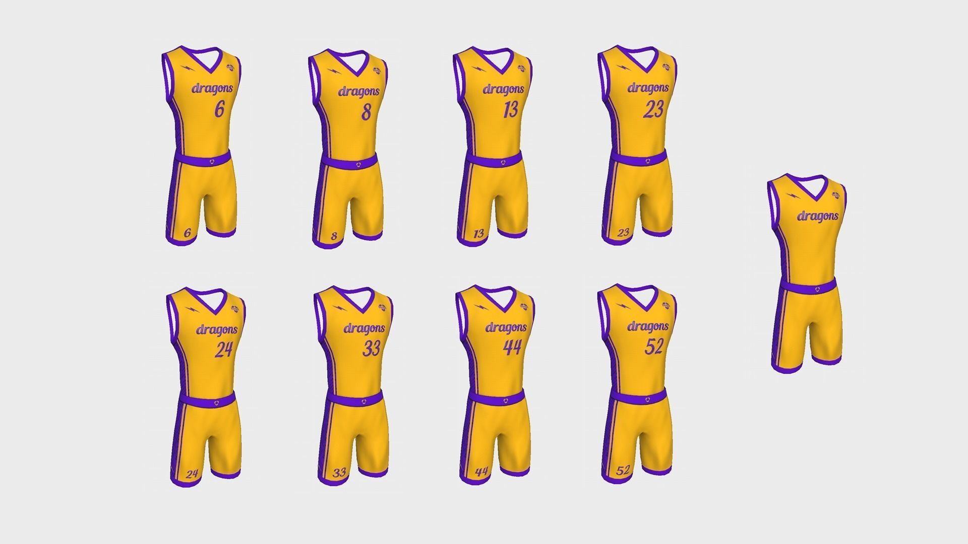 Basketball Fantasy Team Dragons Uniform - Character Design Low-poly 3D model_1