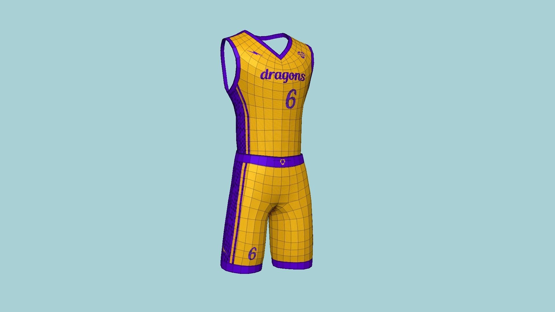 Basketball Fantasy Team Dragons Uniform - Character Design Low-poly 3D model_8