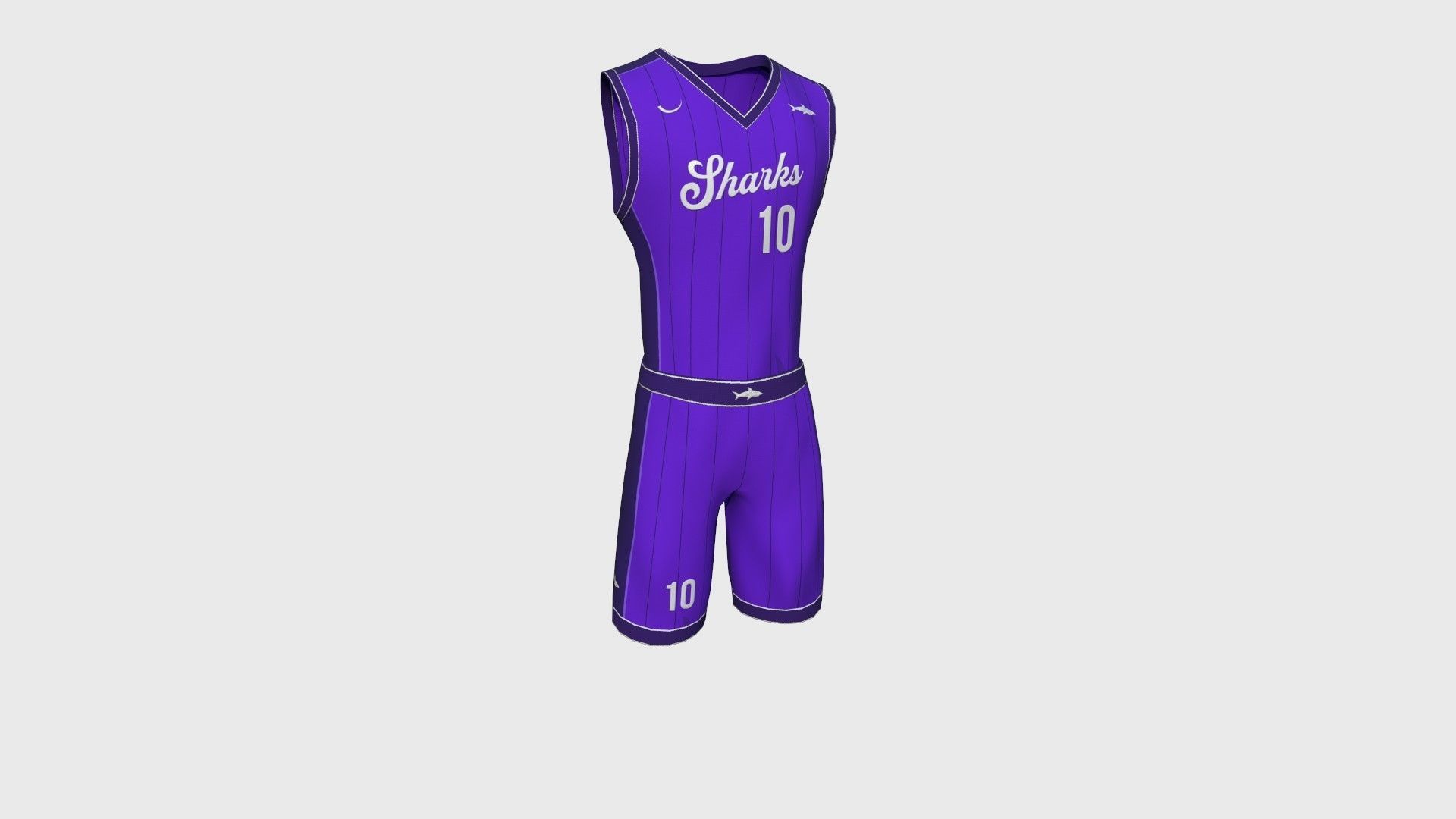 Basketball Fantasy Team Sharks Uniform - Character Design Low-poly 3D model_2
