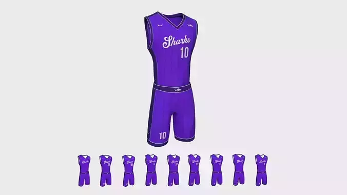Basketball Fantasy Team Sharks Uniform - Character Design Low-poly 3D model