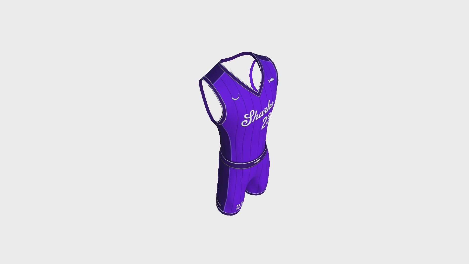 Basketball Fantasy Team Sharks Uniform - Character Design Low-poly 3D model_5