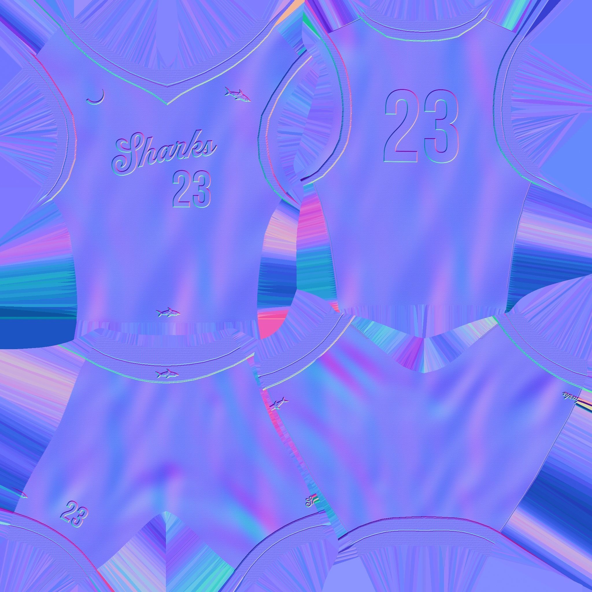 Basketball Fantasy Team Sharks Uniform - Character Design Low-poly 3D model_23