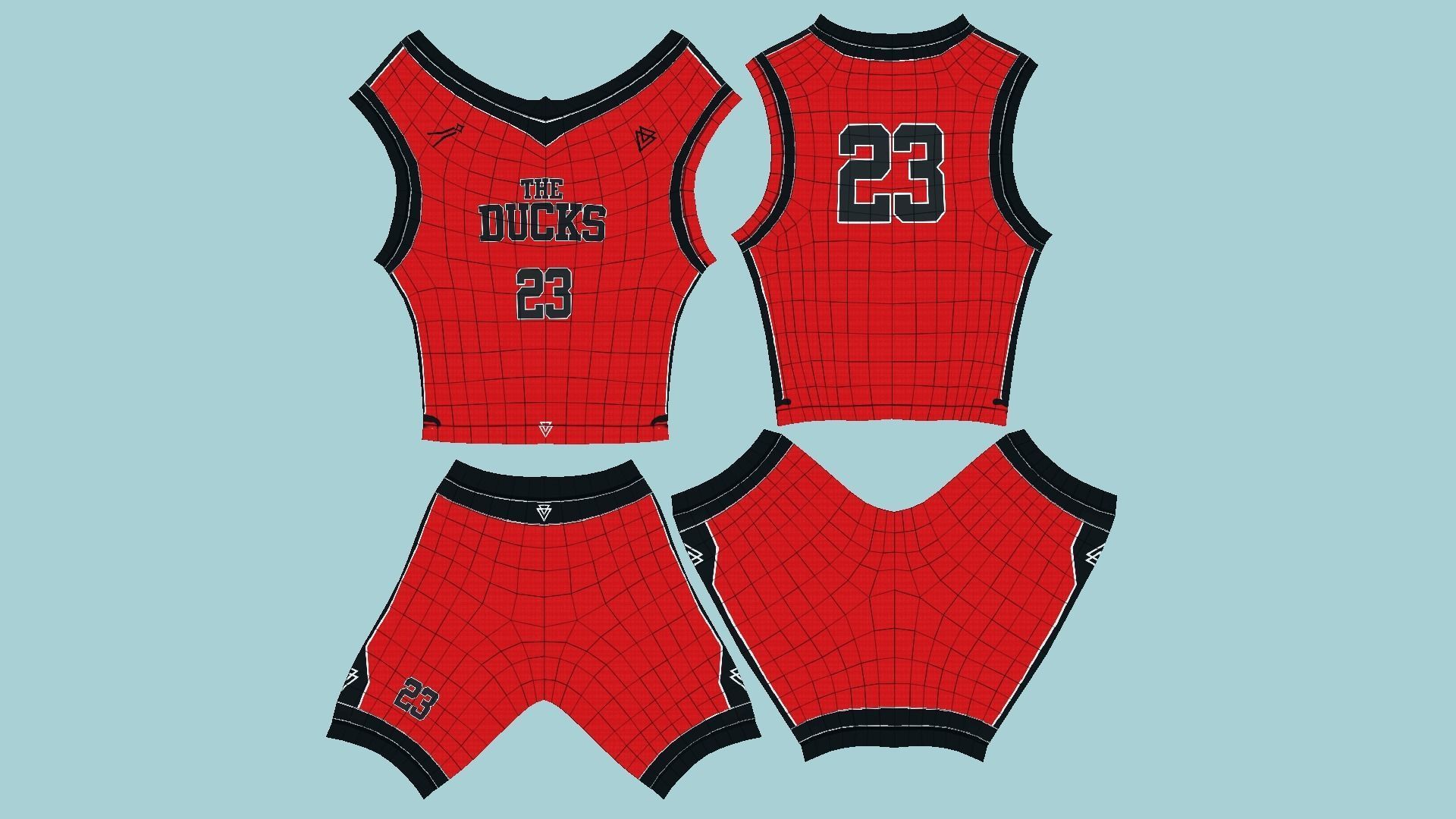 Basketball Fantasy Team The Ducks Uniform - Character Design Low-poly 3D model_8