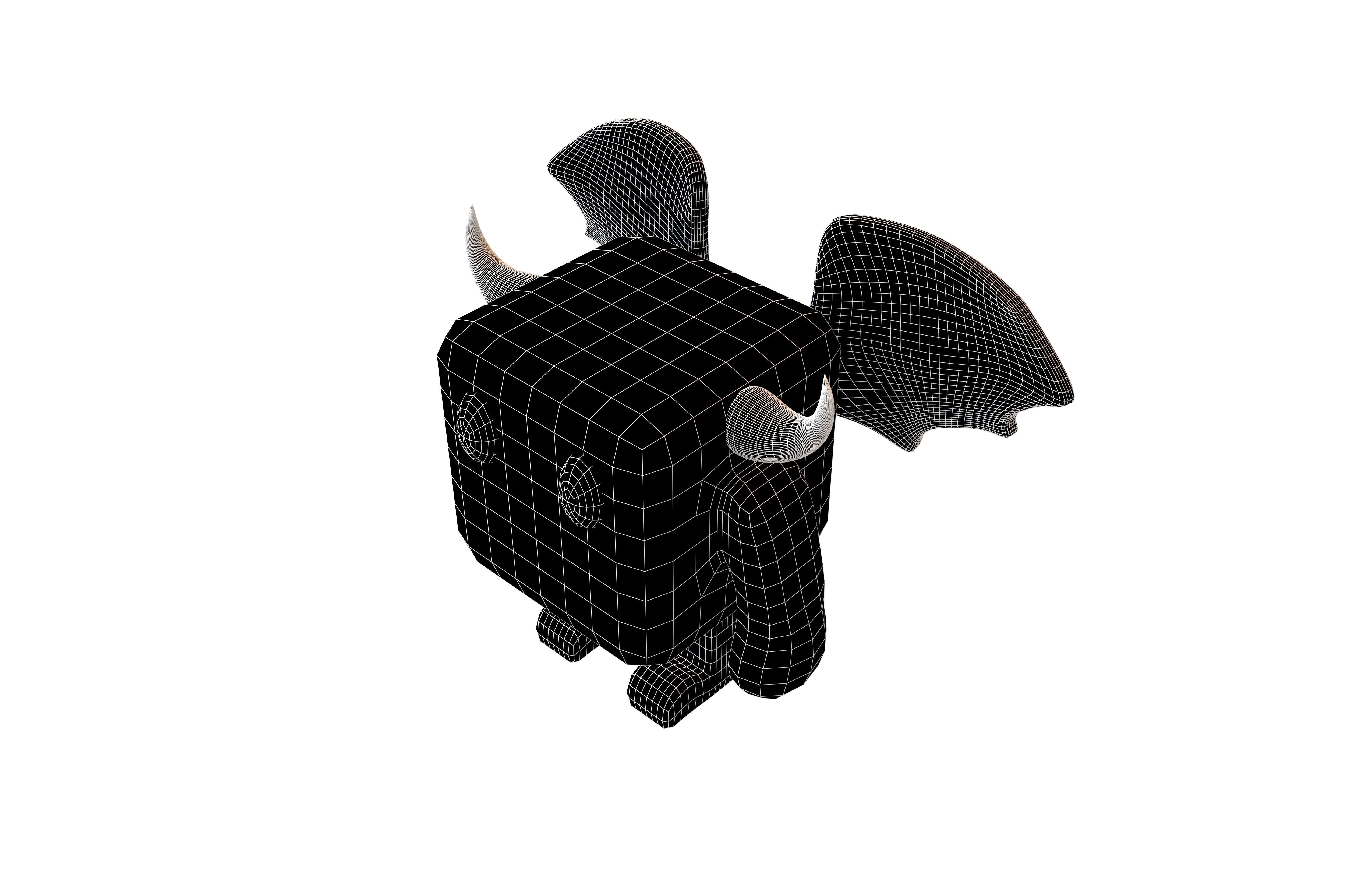 Cube Character 00012 Devil Low-poly 3D model_6