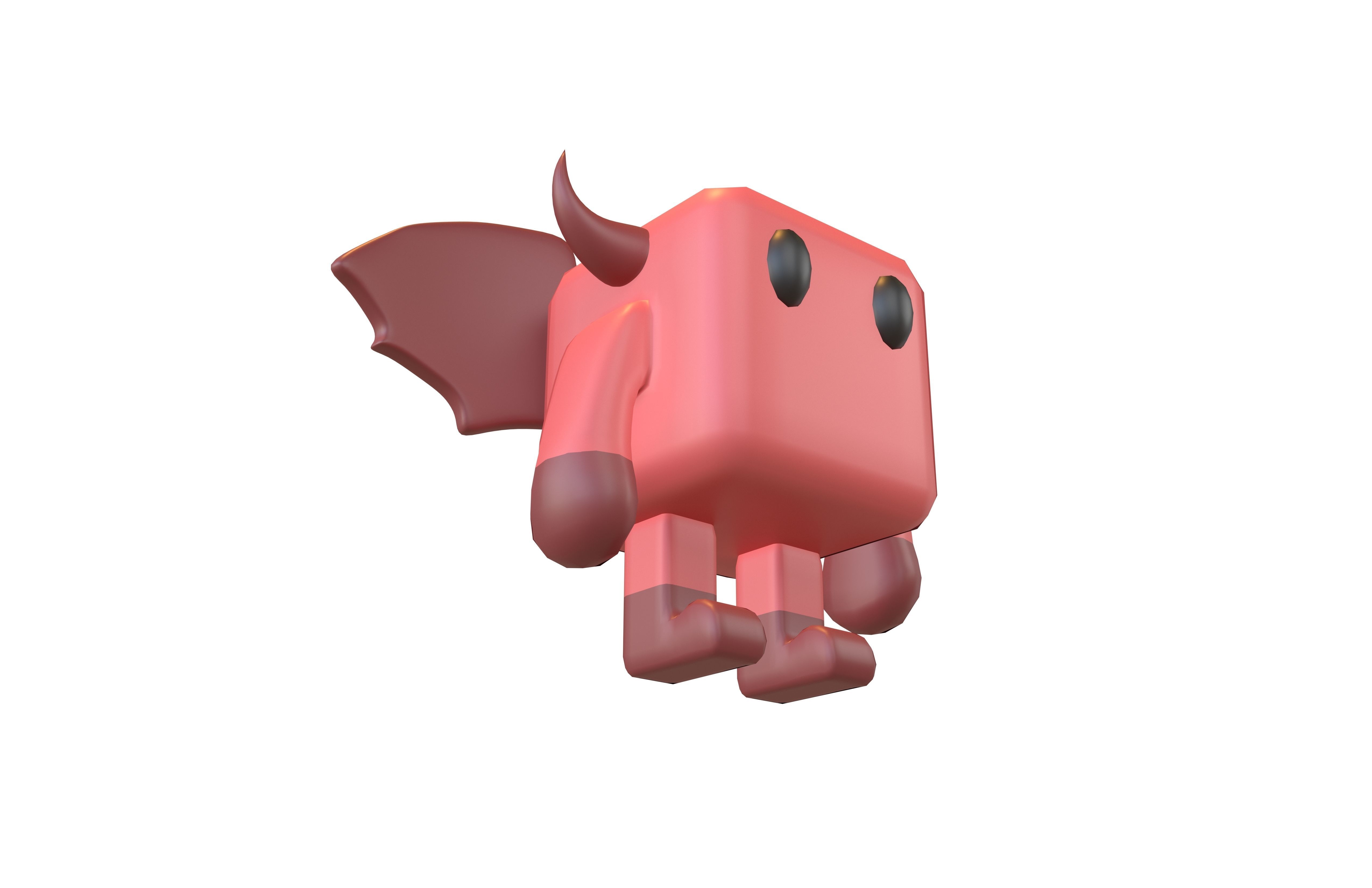 Cube Character 00012 Devil Low-poly 3D model_3