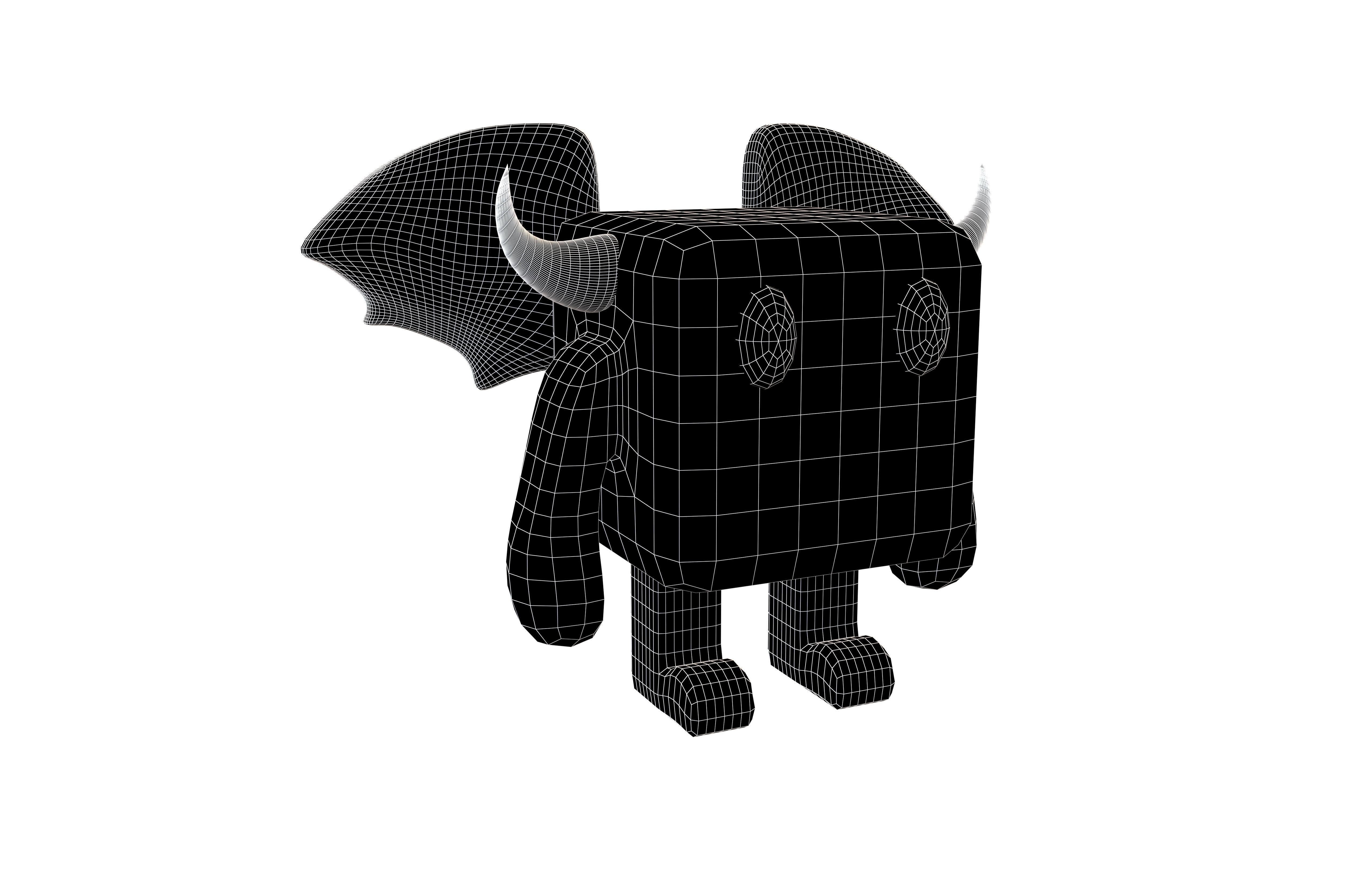 Cube Character 00012 Devil Low-poly 3D model_5