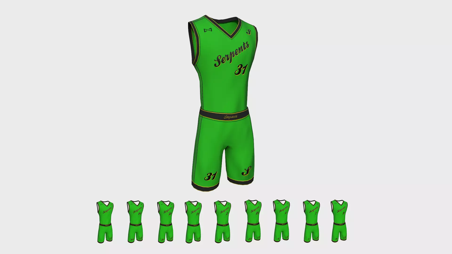 Basketball Fantasy Team Serpents Uniform - Character Design Low-poly 3D model_0