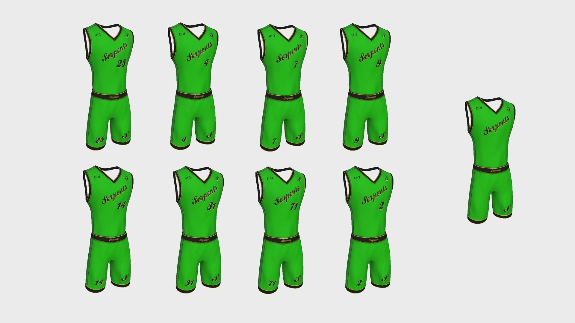 Basketball Fantasy Team Serpents Uniform - Character Design Low-poly 3D model_1