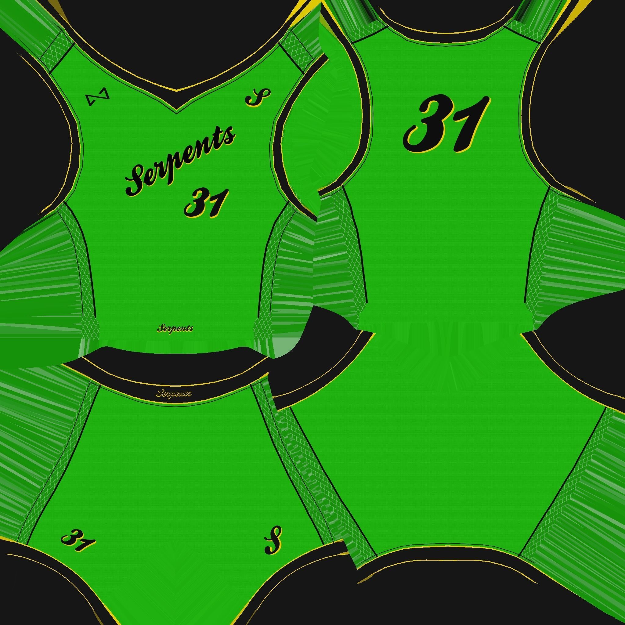 Basketball Fantasy Team Serpents Uniform - Character Design Low-poly 3D model_23