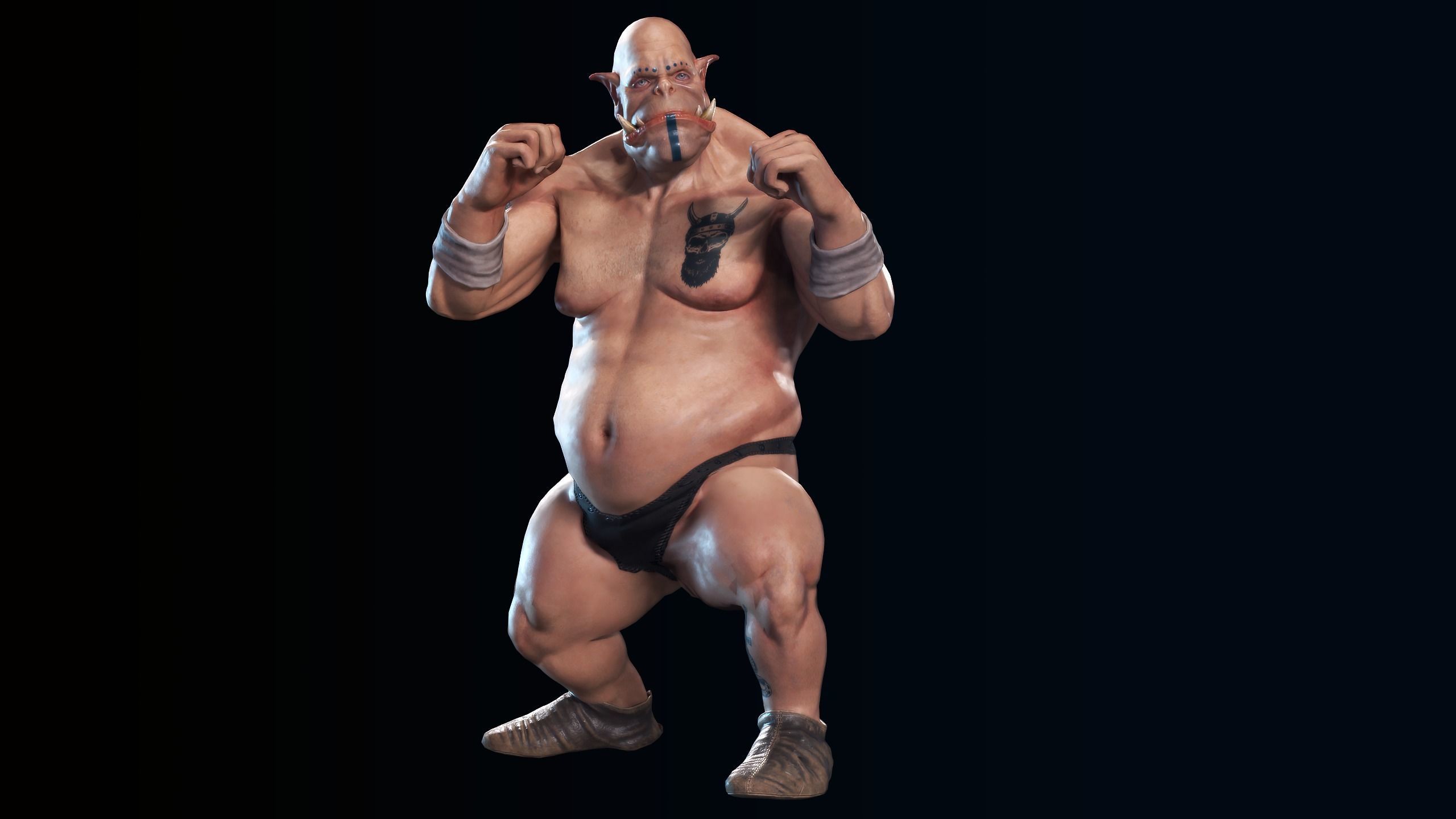 Orc low poly model muscular man Low-poly 3D model_33