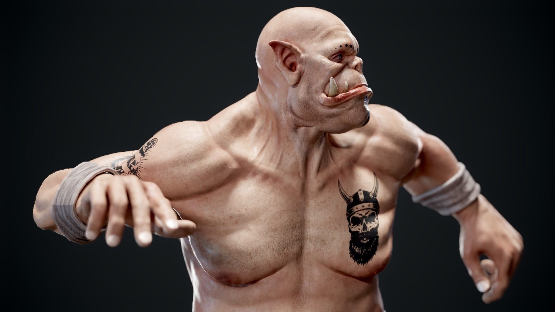 Orc low poly model muscular man Low-poly 3D model_21