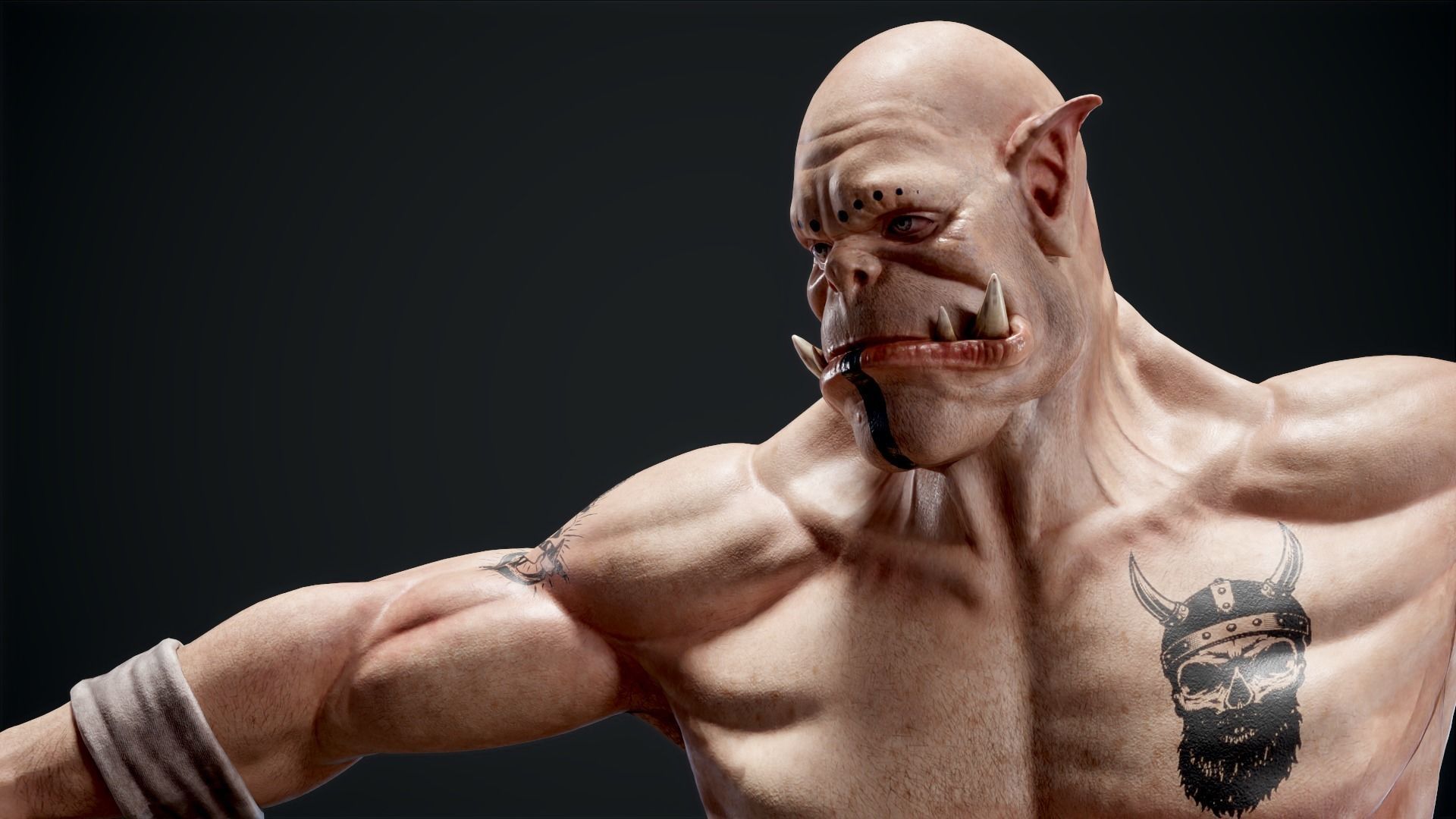 Orc low poly model muscular man Low-poly 3D model_18