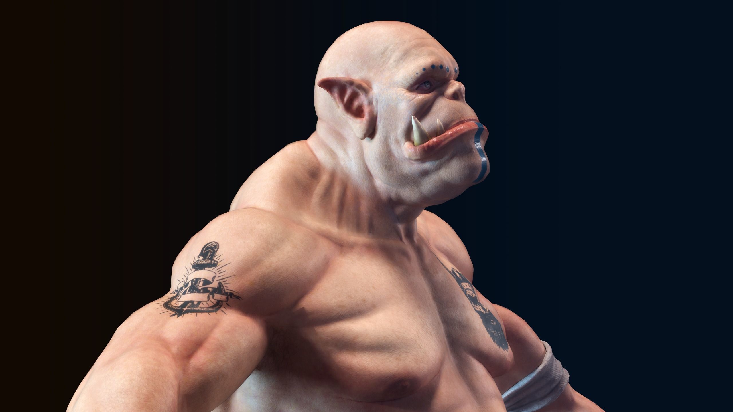 Orc low poly model muscular man Low-poly 3D model_28