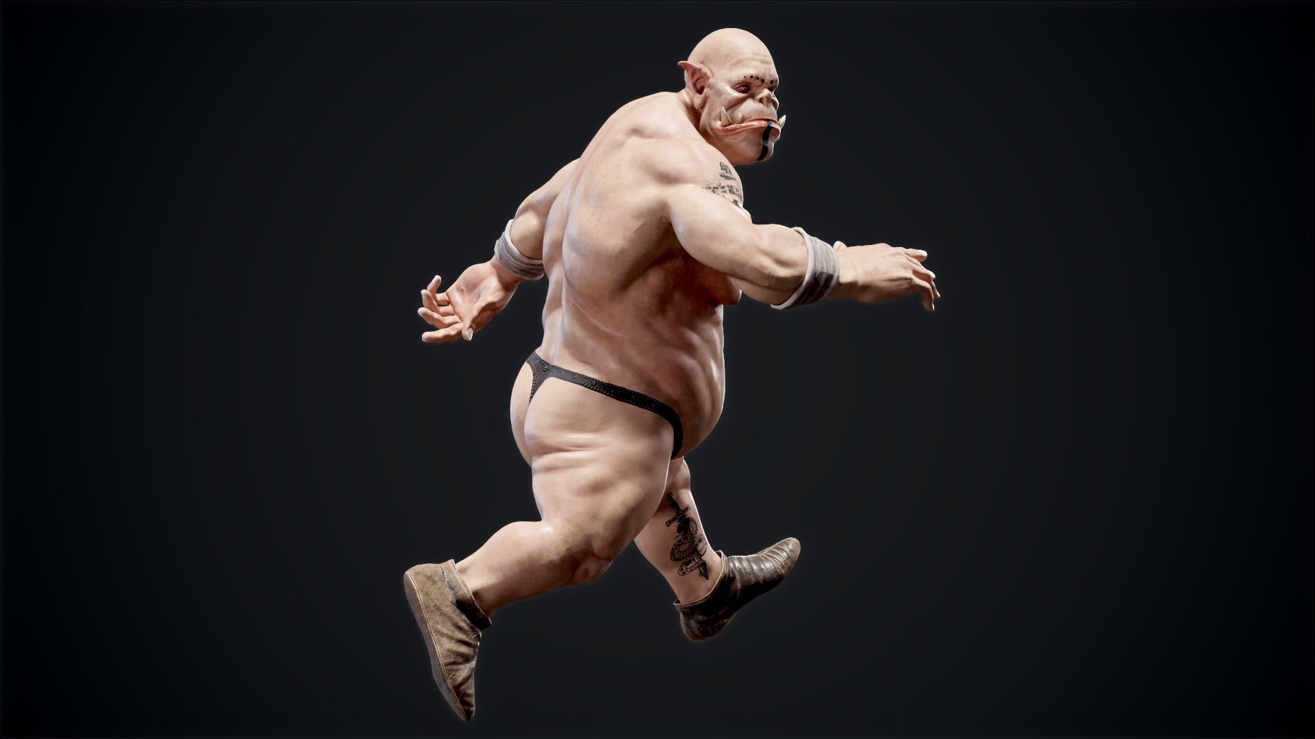 Orc low poly model muscular man Low-poly 3D model_16